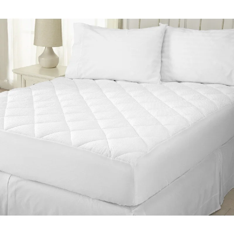 Home Fashion Designs Merida Collection Ultra Soft Seersucker Embossed Mattress Pad - White