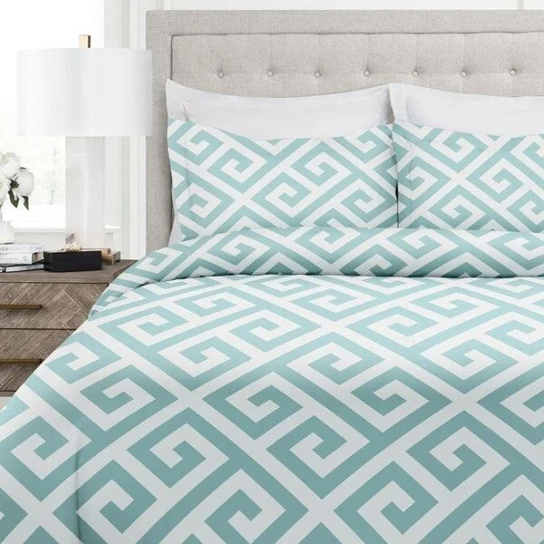 Italian Collection 3 Piece Duvet Cover Set with Greek Key Pattern