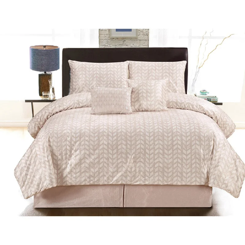 Leah Oversized and Overfilled 6-Piece Comforter Set - Taupe