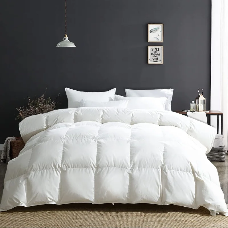 Luxury 100% Organic Cotton Goose Feathers Down Comforter California King 750 Fill-Power Medium Warmth All Season Duvet Insert