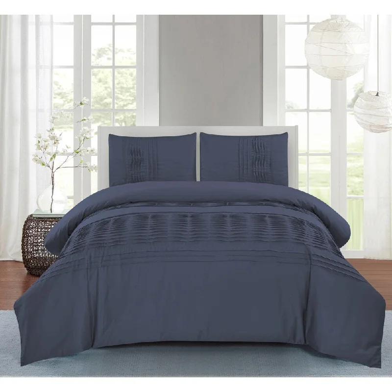 Palmer Pleated Cotton Comforter Set in Blue