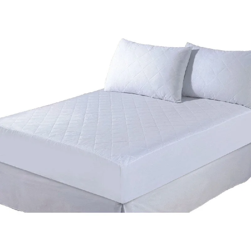 Quilted Cotton Synthetic Mattress Protector - White