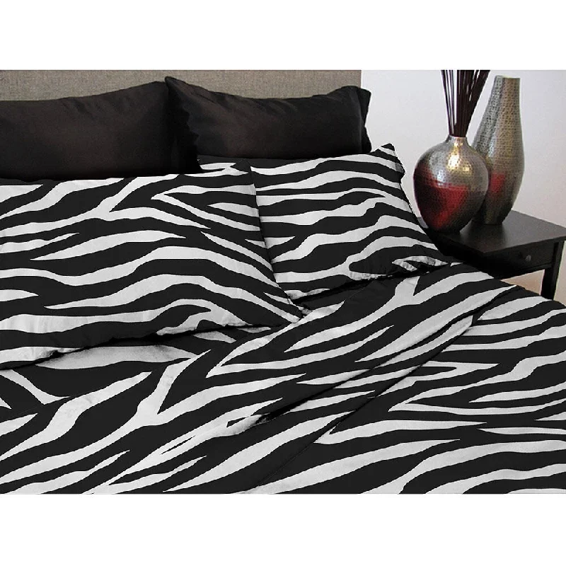 Satin Zebra Printed Sheet Set