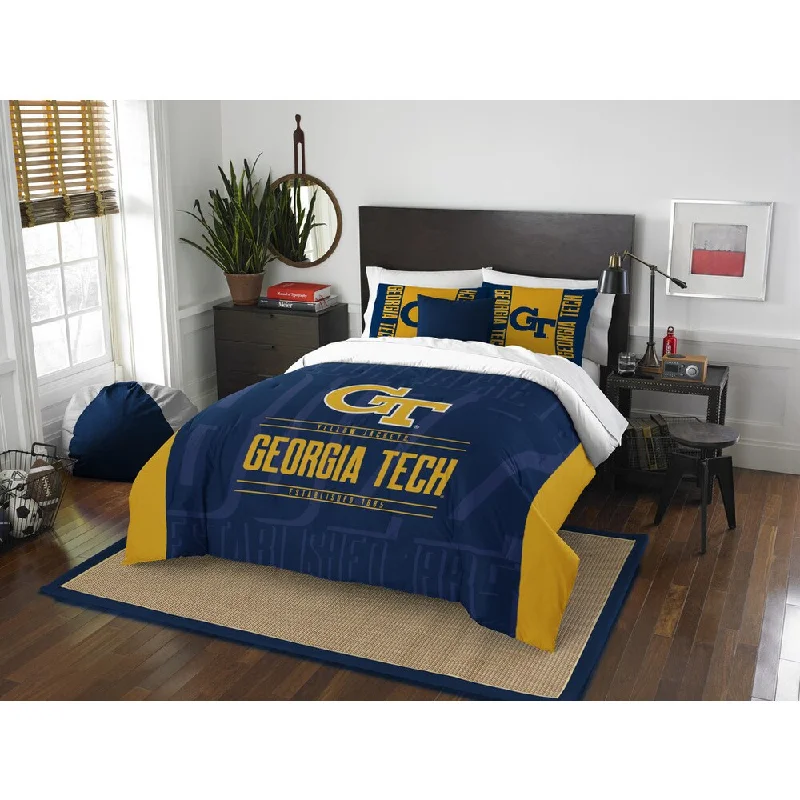 The Northwest Company Georgia Tech Blue/Yellow Polyester Full/Queen 3-piece Comforter Set