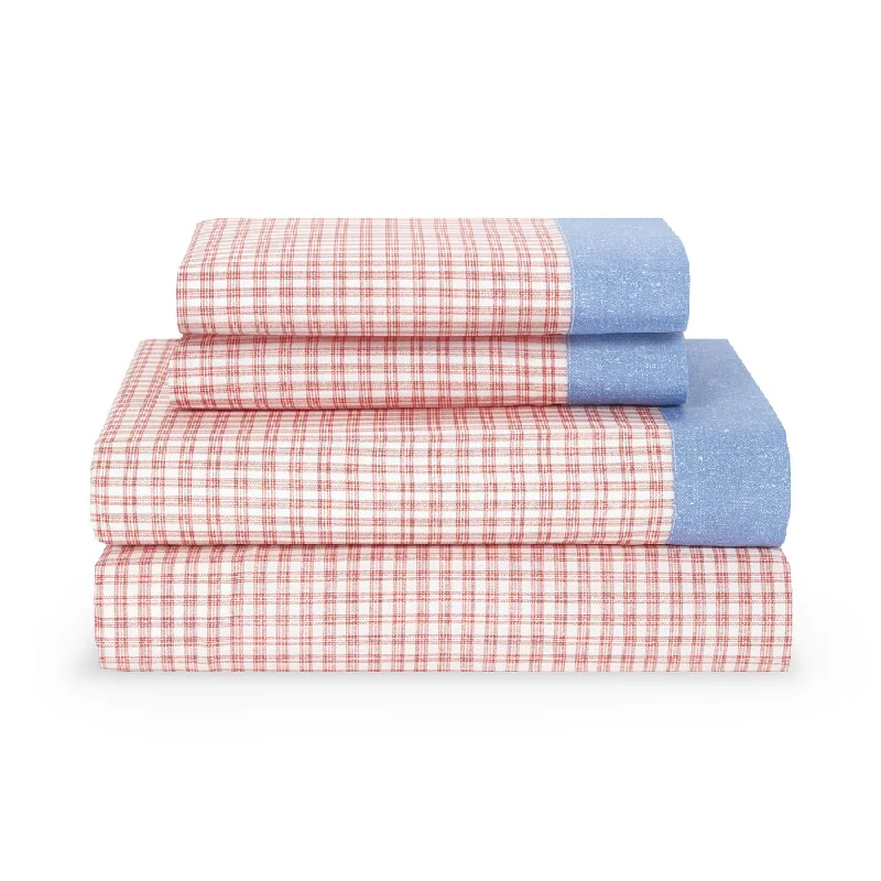 Tommy Hilfiger Ribbon Red Hampton Plaid Sheet Set