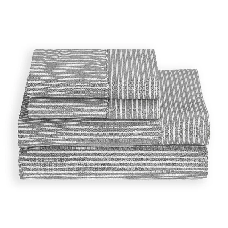 Tommy Hilfiger Sidgwick Dove Cotton Percale Sheet Set - Grey/White