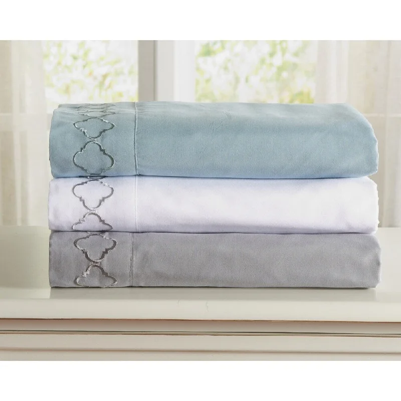 Wexford Collection Double Brushed Geometric Embroidered Sheet Set